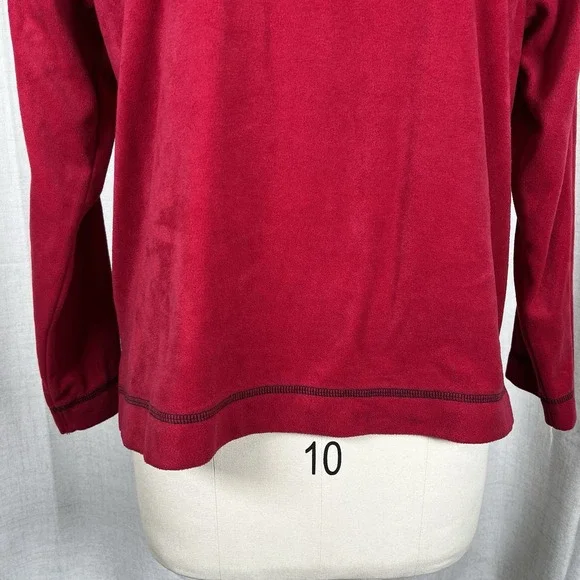 Oscar de La Renta Womans Size Large Red Sweatshirt Velvet Pullover Crew Neck - Picture 3 of 8